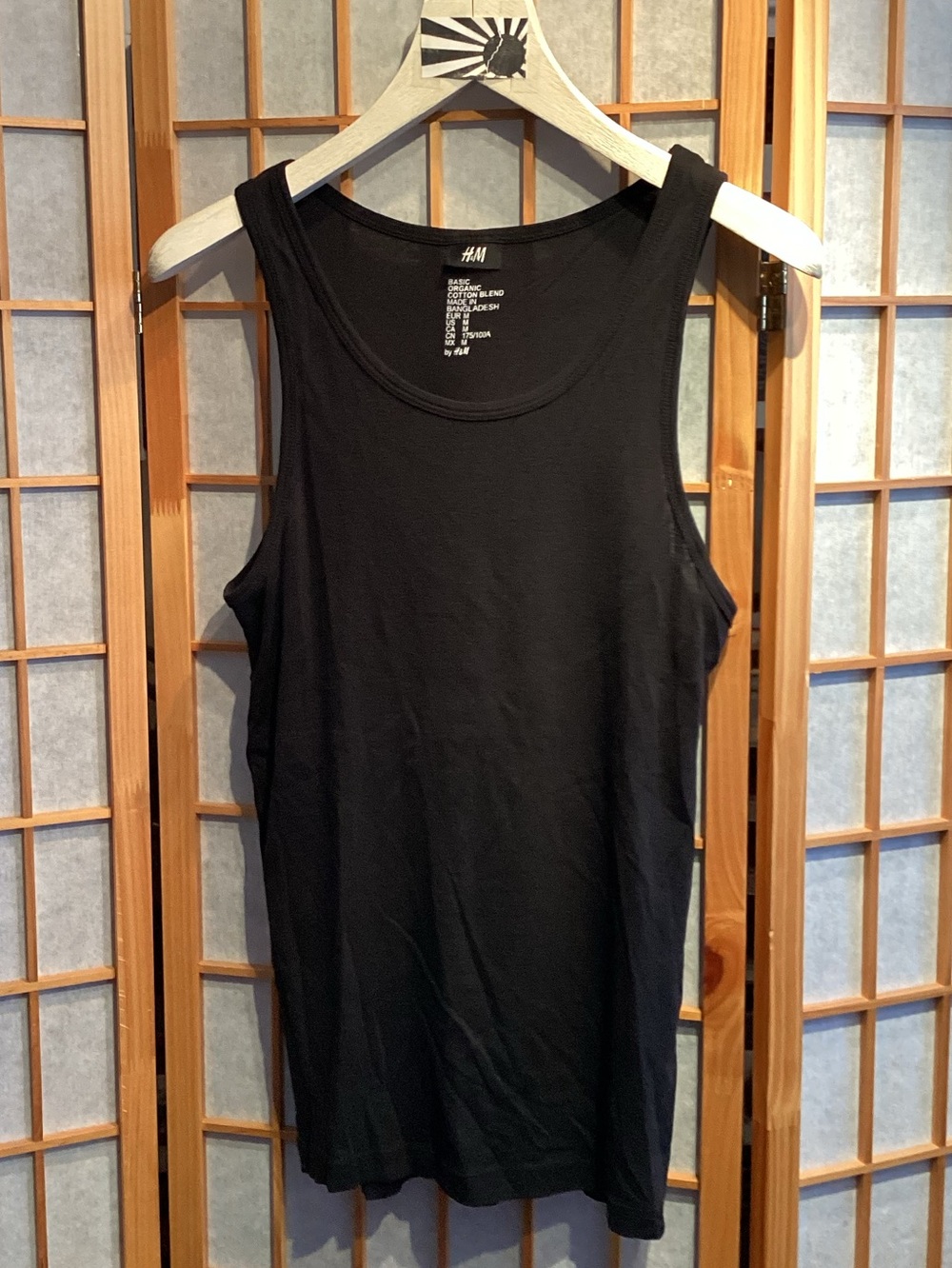 H&M Basic Organic Cotton Blend Black Sleeveless Tank Top Men's Size Medium